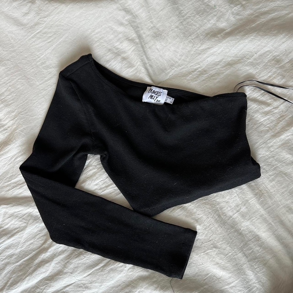 Princess Polly black long sleeve one shoulder Size 2